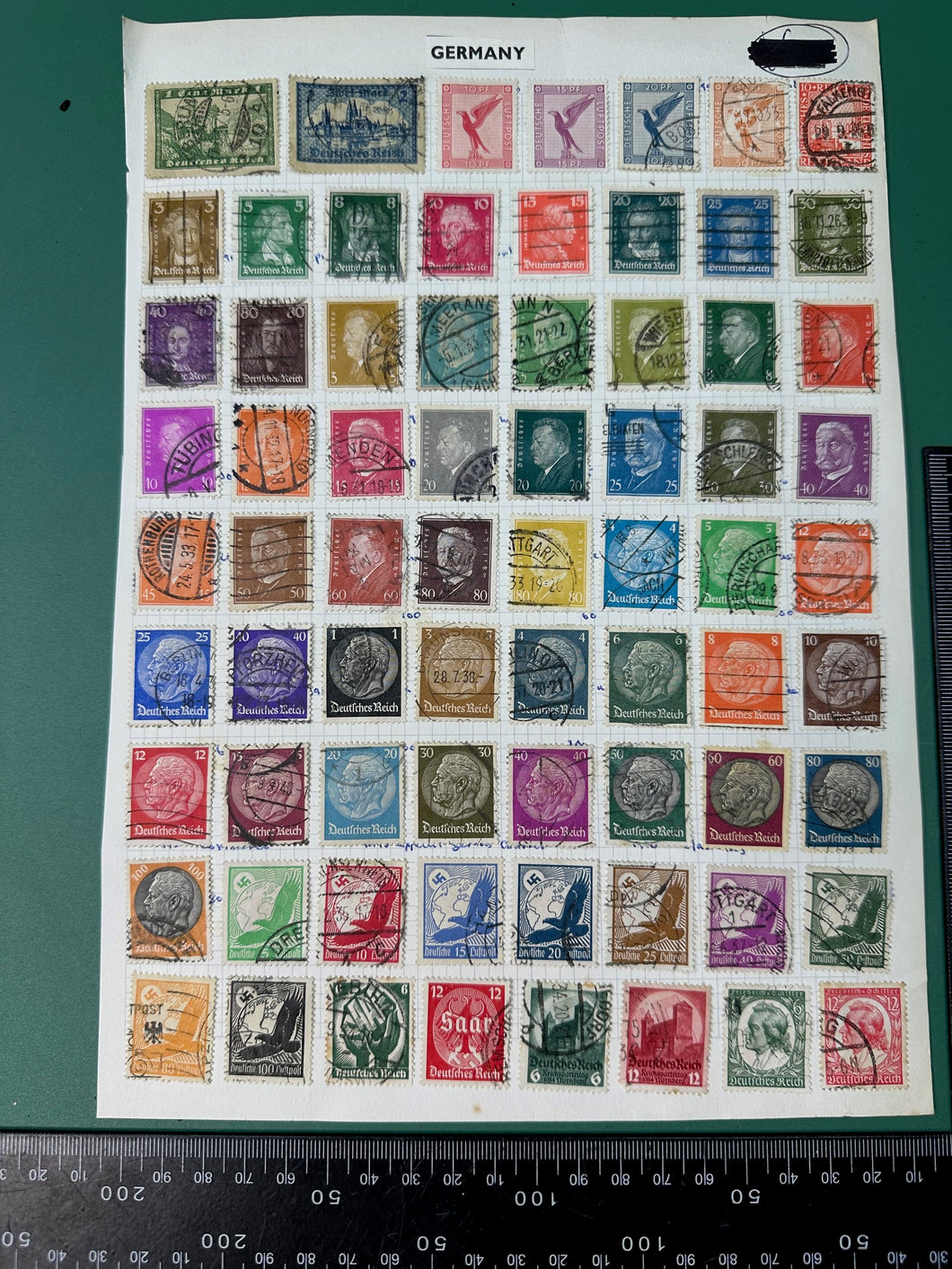 Original WW2 German Stamp Collection Sheet