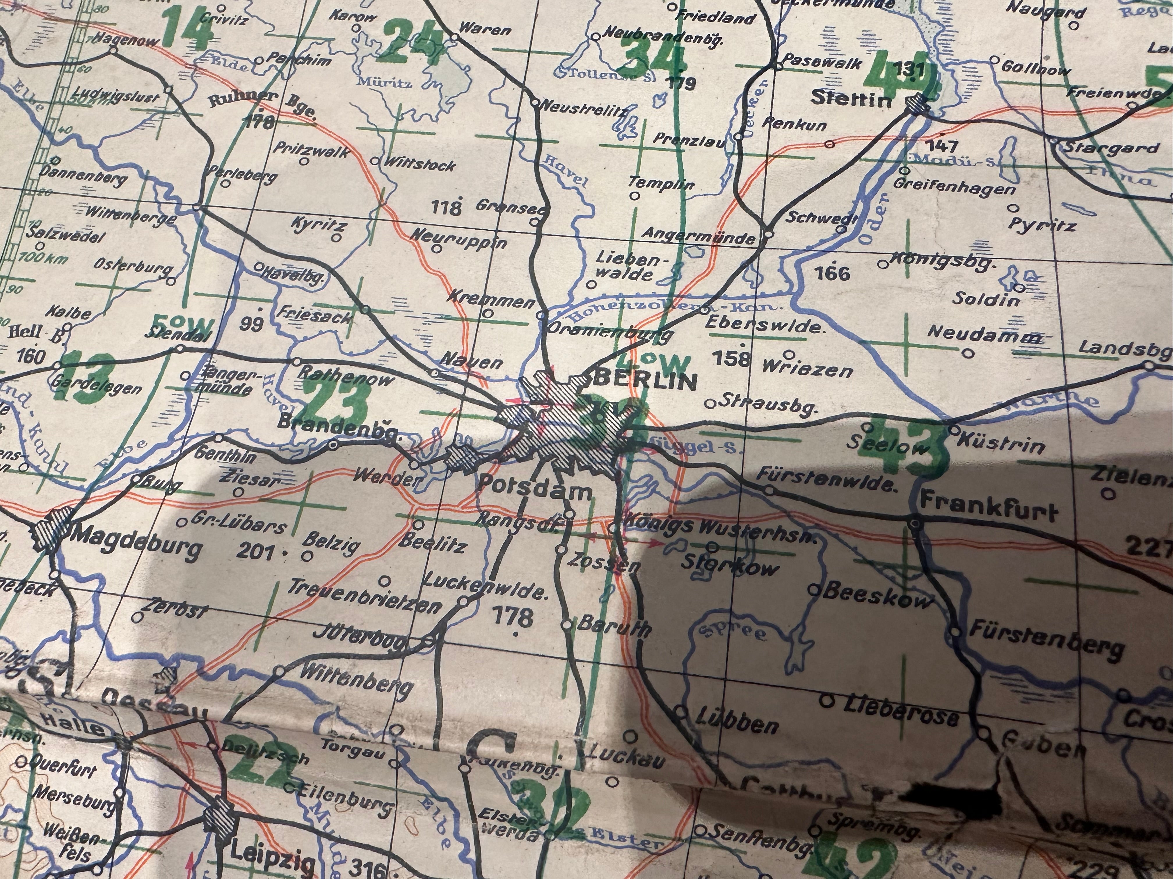 WW2 German Luftwaffe Pilots Navigation Map of Europe - 1943 - The Militaria Shop