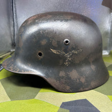 Load image into Gallery viewer, Original WW2 German Luftwaffe Double Decal Helmet - M35 Early Blue
