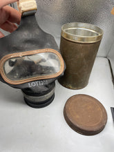 Charger l'image dans la galerie, WW2 British Civilian Gas Mask in Private Purchase Carrying Tin
