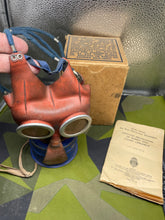 Lade das Bild in den Galerie-Viewer, Original WW2 British Home Front Childrens' Mickey Mouse Gas Mask in Box with Paperwork
