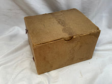 Load image into Gallery viewer, Original British Civilian Gas Mask in Cardboard Carrying Box with Belfast Label
