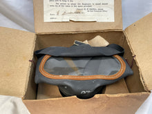 Load image into Gallery viewer, Original British Civilian Gas Mask in Cardboard Carrying Box with Belfast Label
