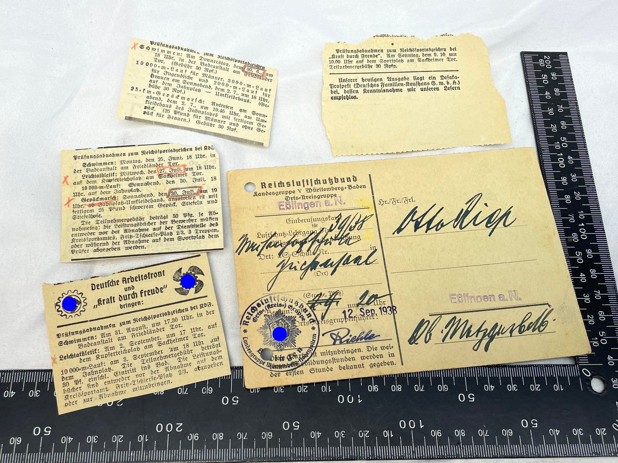 Original Piece of WW2 German Paperwork with Stamps etc