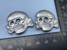 Load image into Gallery viewer, Pair of WW2 German SS Cap Skull Badges - Reproduction - The Militaria Shop
