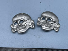Load image into Gallery viewer, Pair of WW2 German SS Cap Skull Badges - Reproduction - The Militaria Shop
