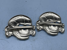 Load image into Gallery viewer, Pair of WW2 German SS Cap Skull Badges - Reproduction - The Militaria Shop
