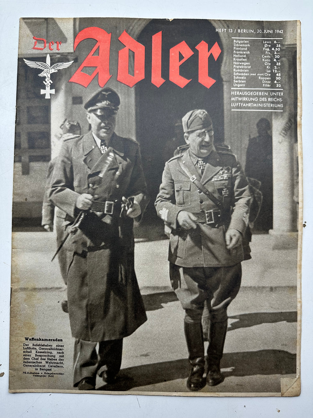 Der Adler Magazine Original WW2 German - 30th June 1942