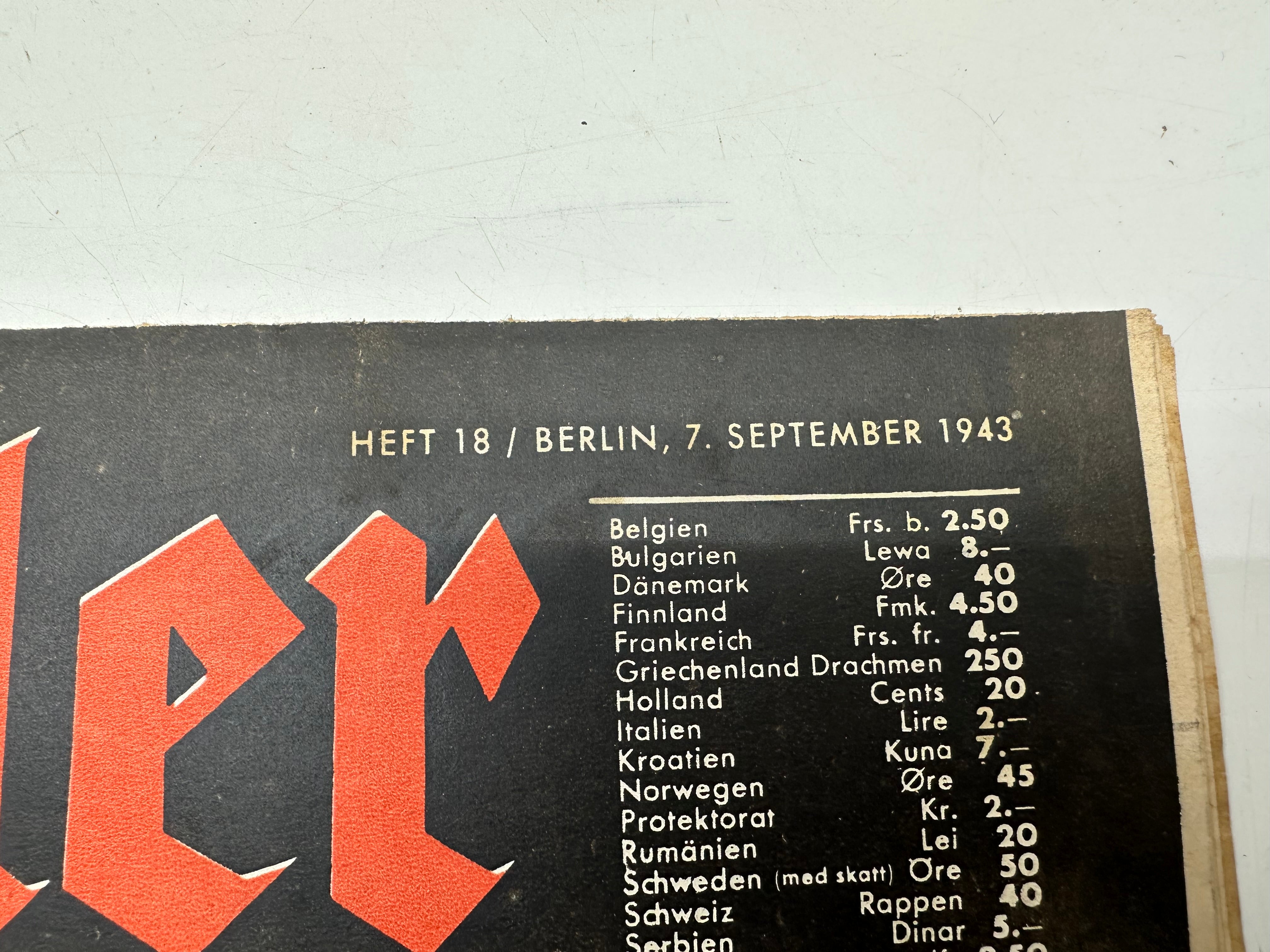 Original WW2 German Army Der Adler Propaganda Magazine - 7th September 1943 - The Militaria Shop