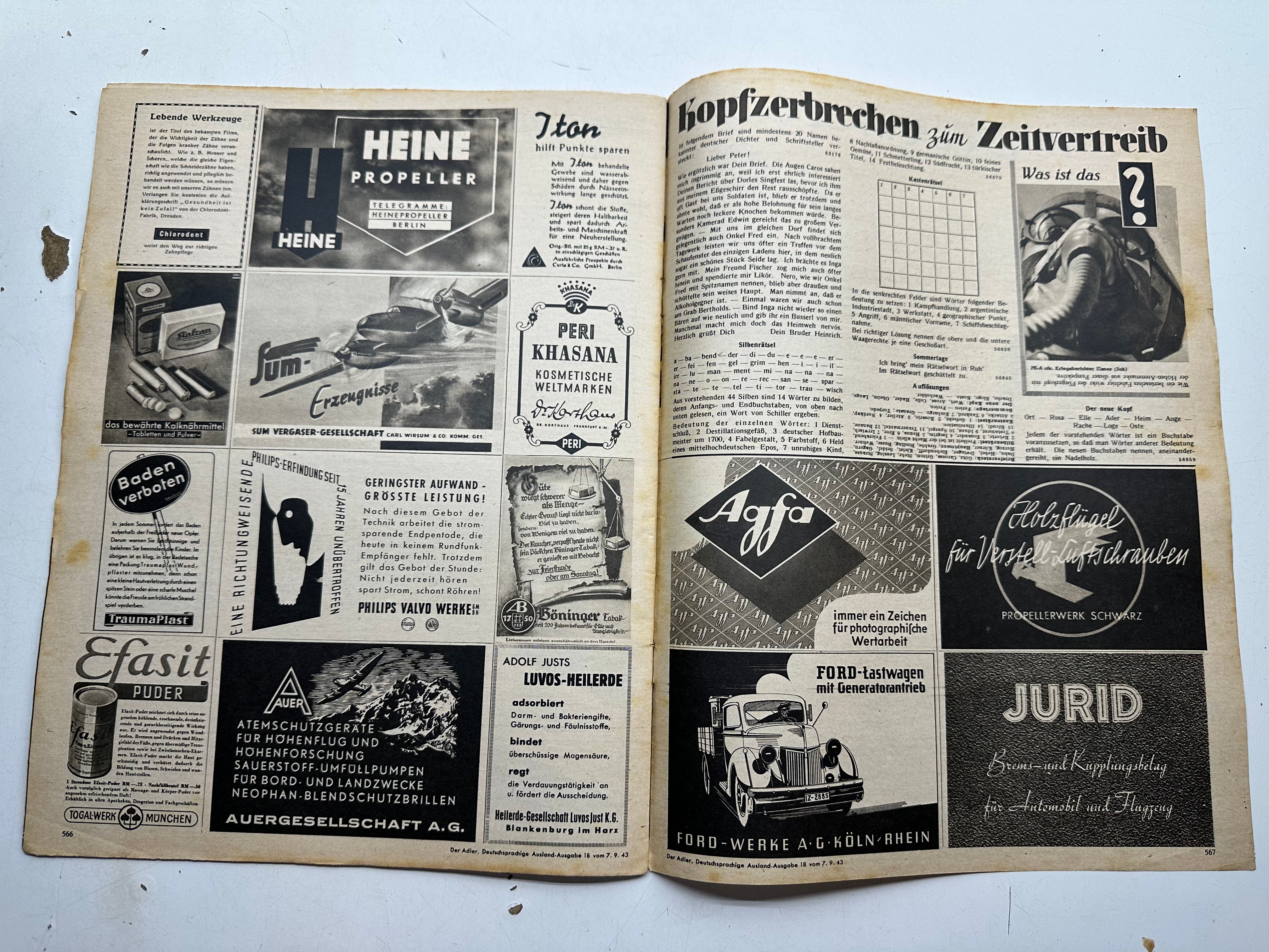 Original WW2 German Army Der Adler Propaganda Magazine - 7th September 1943 - The Militaria Shop