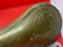 Load image into Gallery viewer, An original Victorian Copper Powder Flask with a decorative Hunting Scene on the side.
