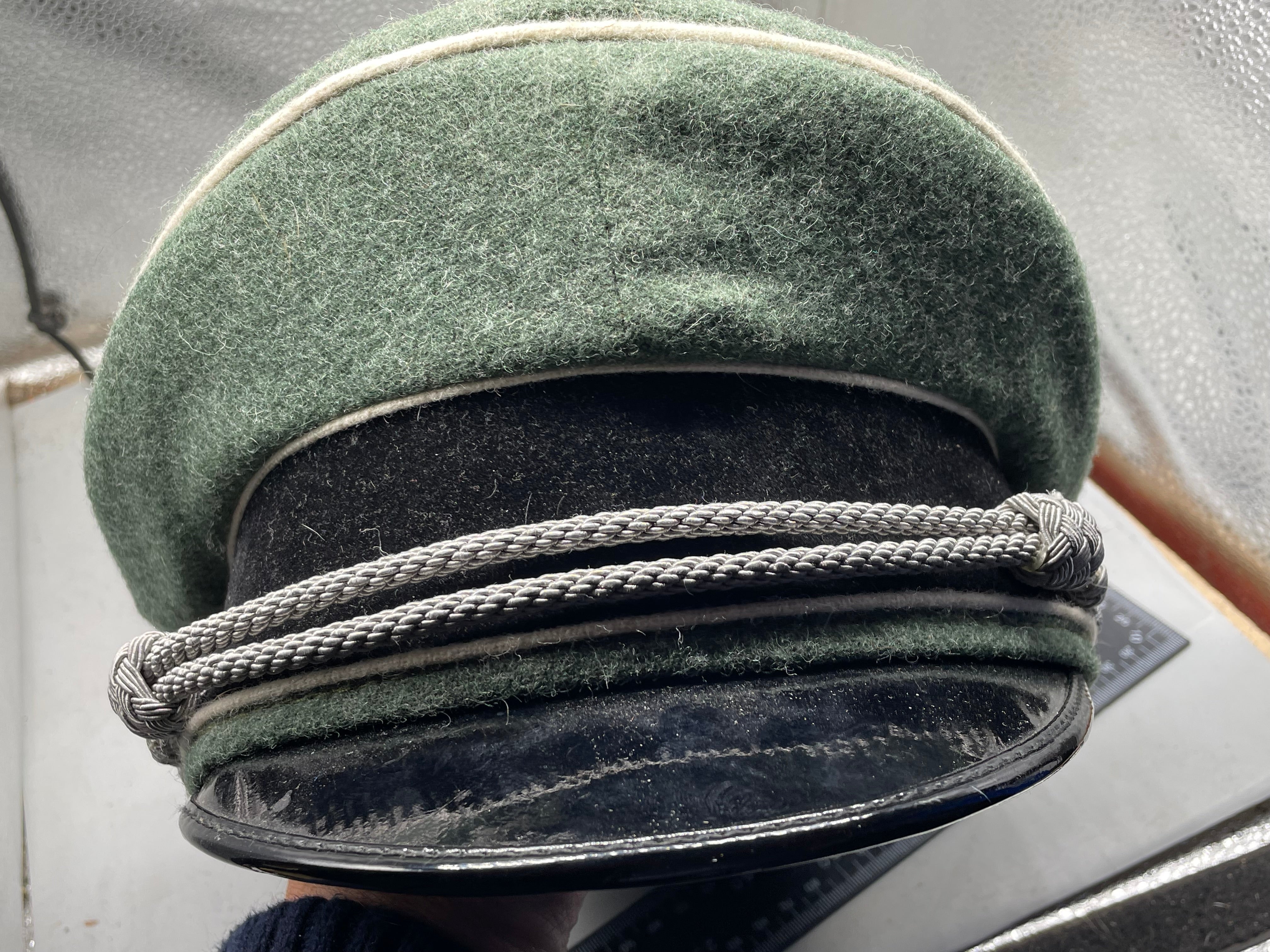 WW2 German Waffen SS Officers Visor Cap without Badges - The Militaria Shop