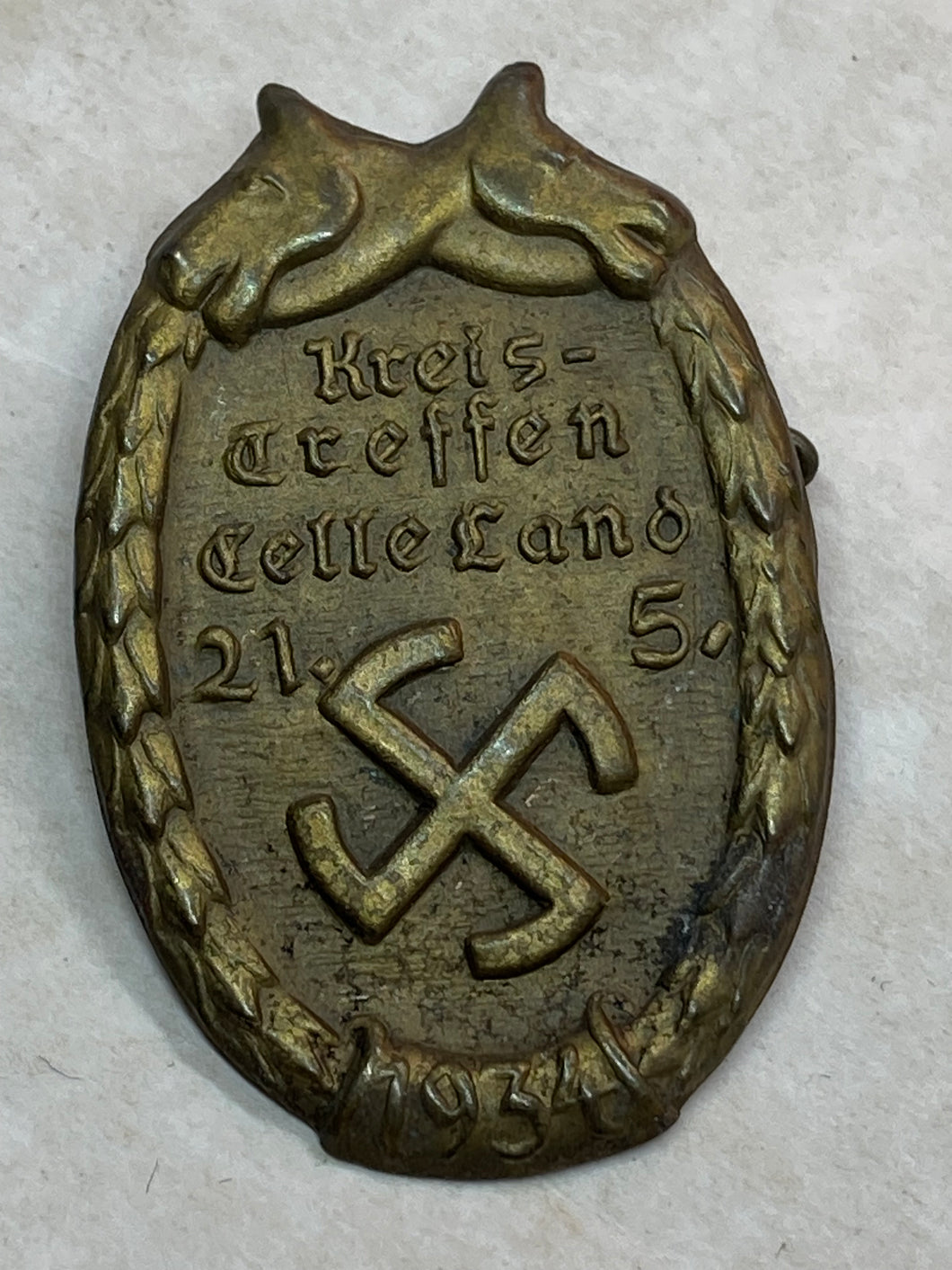 Original German Third Reich 1934 District Meeting, Tellerland - Tinnie.  Rare Badge.