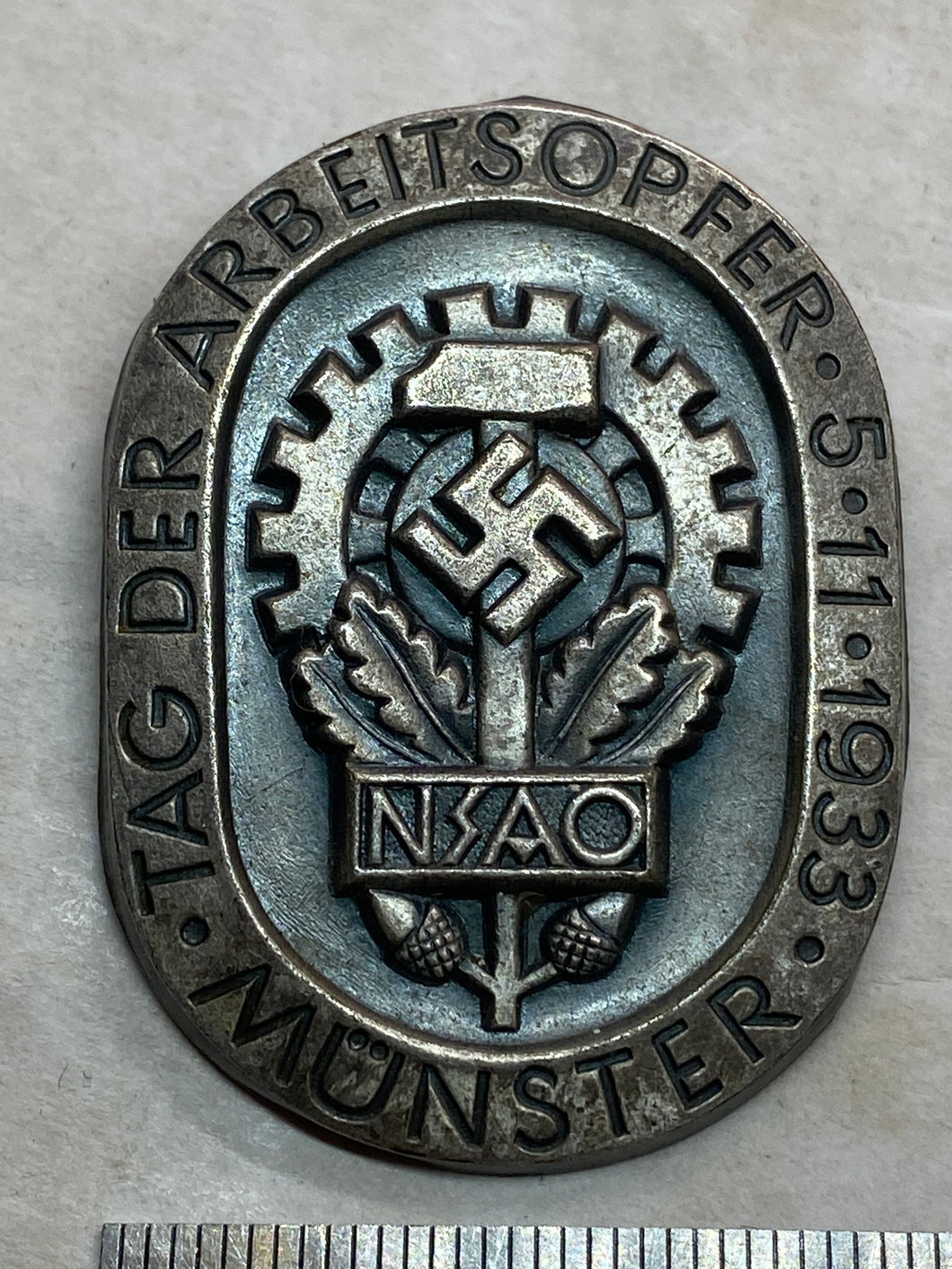 Original WW2 German National Assoc. Labor Victims of Industrial Accidents NSAO Membership Tinnie