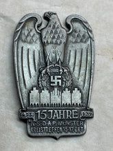 Load image into Gallery viewer, Original WWII German NSDAP 1937 Münster 15th Anniversary Badge
