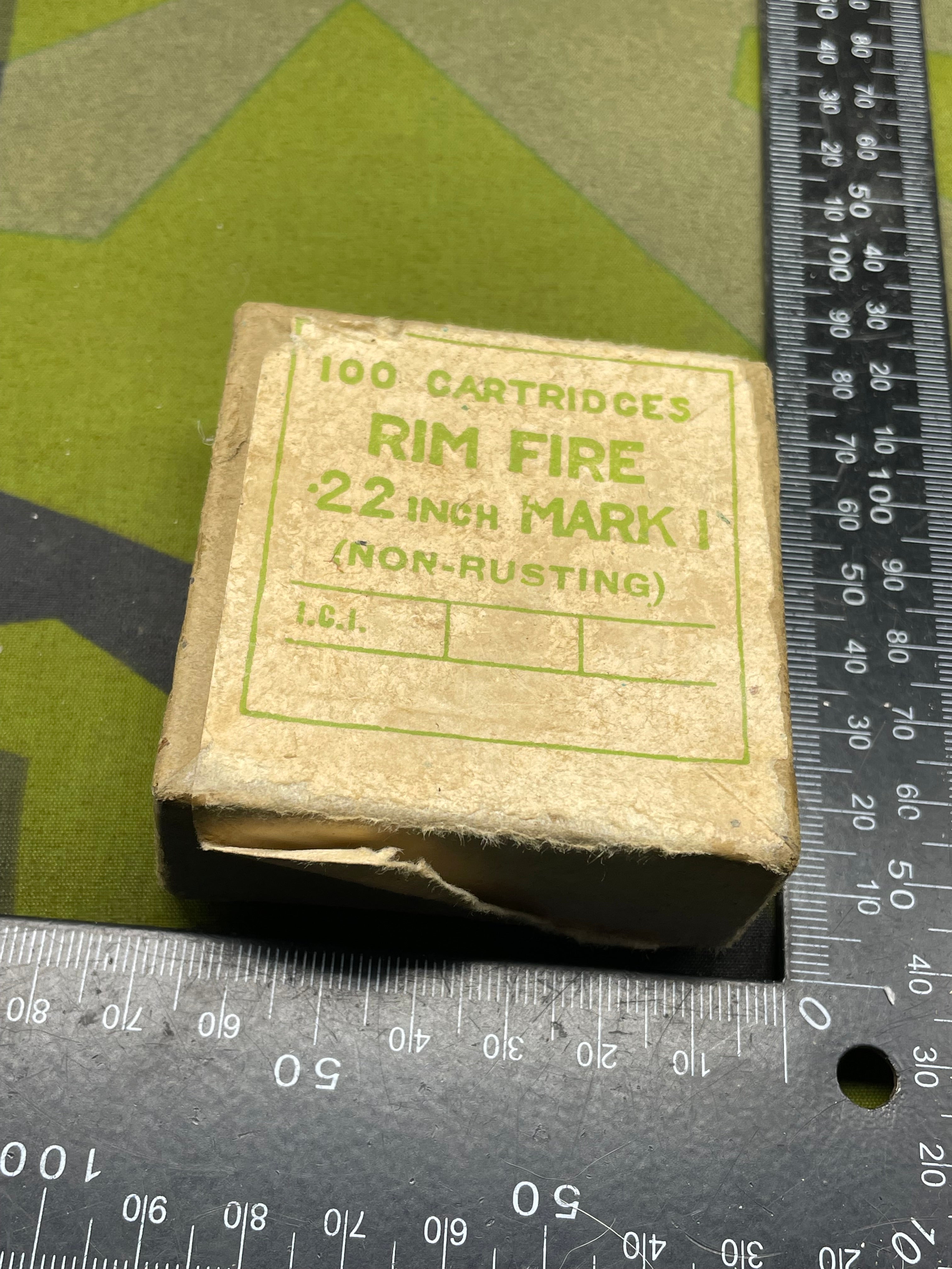 Original Empty Cardboard .22 Rim Fire Ammunition Box - for 100 Rounds