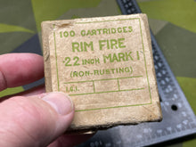 Load image into Gallery viewer, Original Empty Cardboard .22 Rim Fire Ammunition Box - for 100 Rounds
