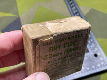 Load image into Gallery viewer, Original Empty Cardboard .22 Rim Fire Ammunition Box - for 100 Rounds
