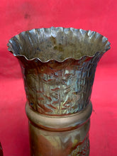 Load image into Gallery viewer, Original WW1 Trench Art Shell Case Brass Vase Pair
