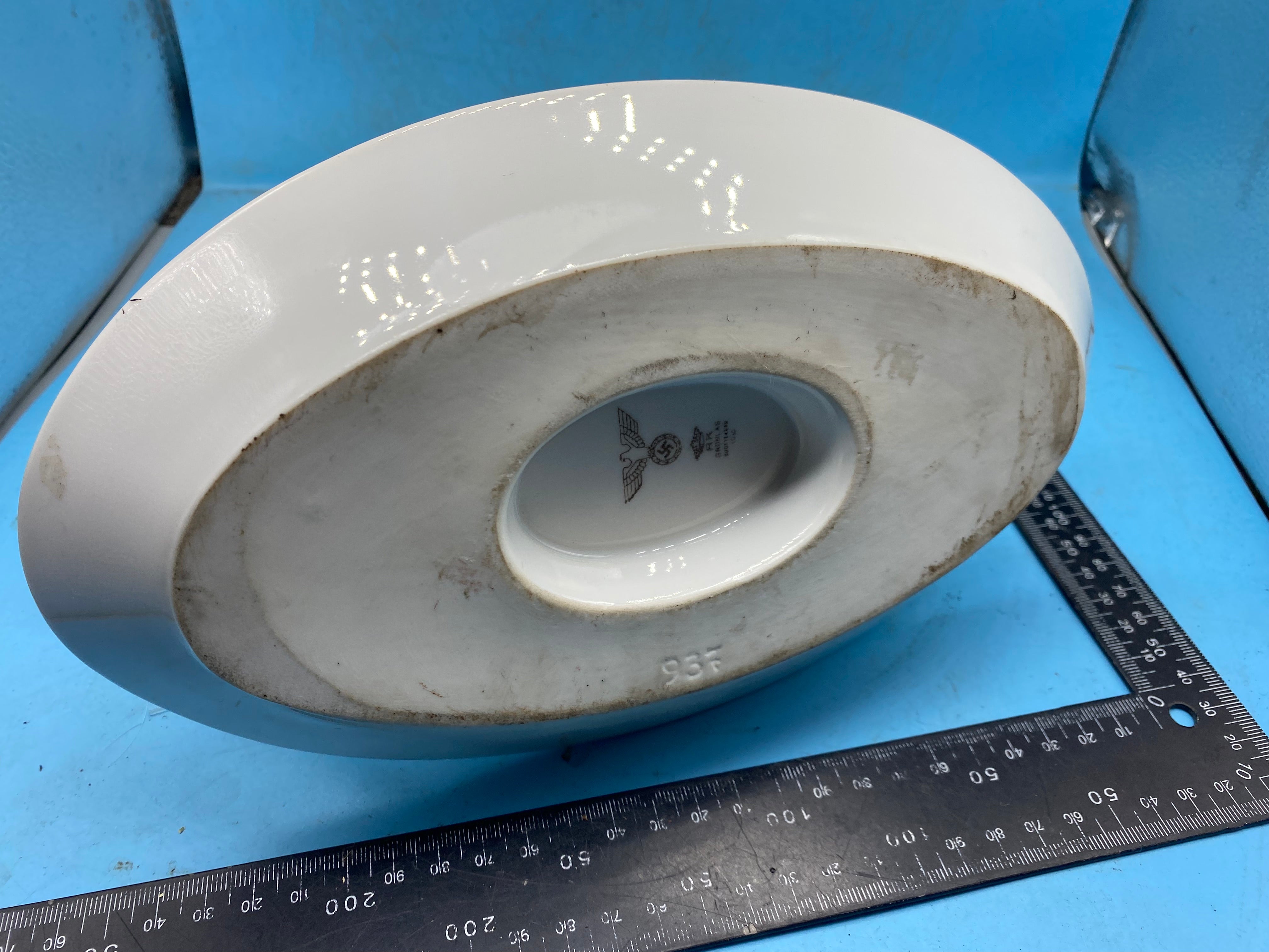 Original 1940 Dated German Army Mess Hall Heavy White Porcelain Gravy Boat - The Militaria Shop