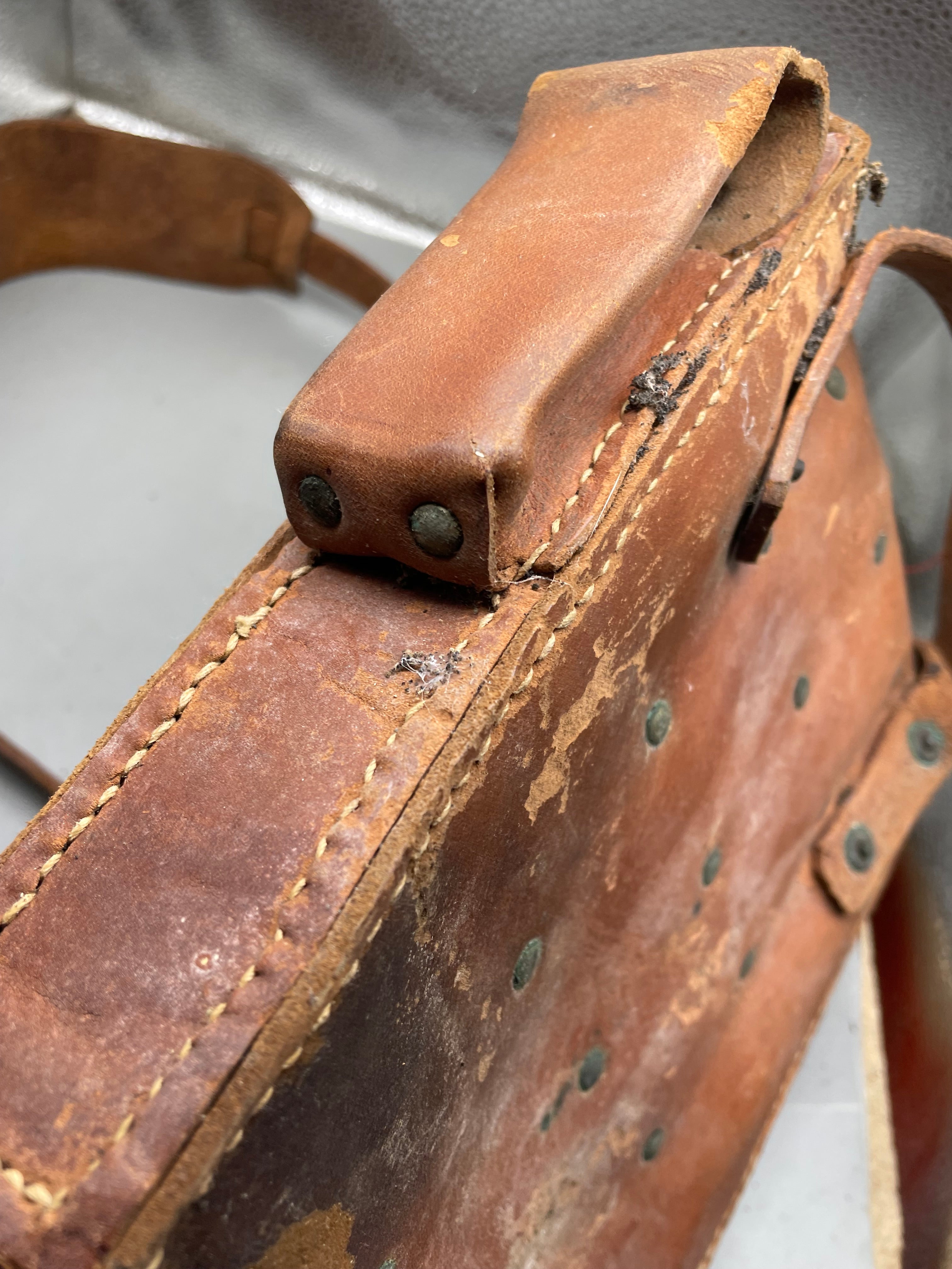 Original WW2 Era Swedish Army Leather Magazine Carrying Bag - The Militaria Shop