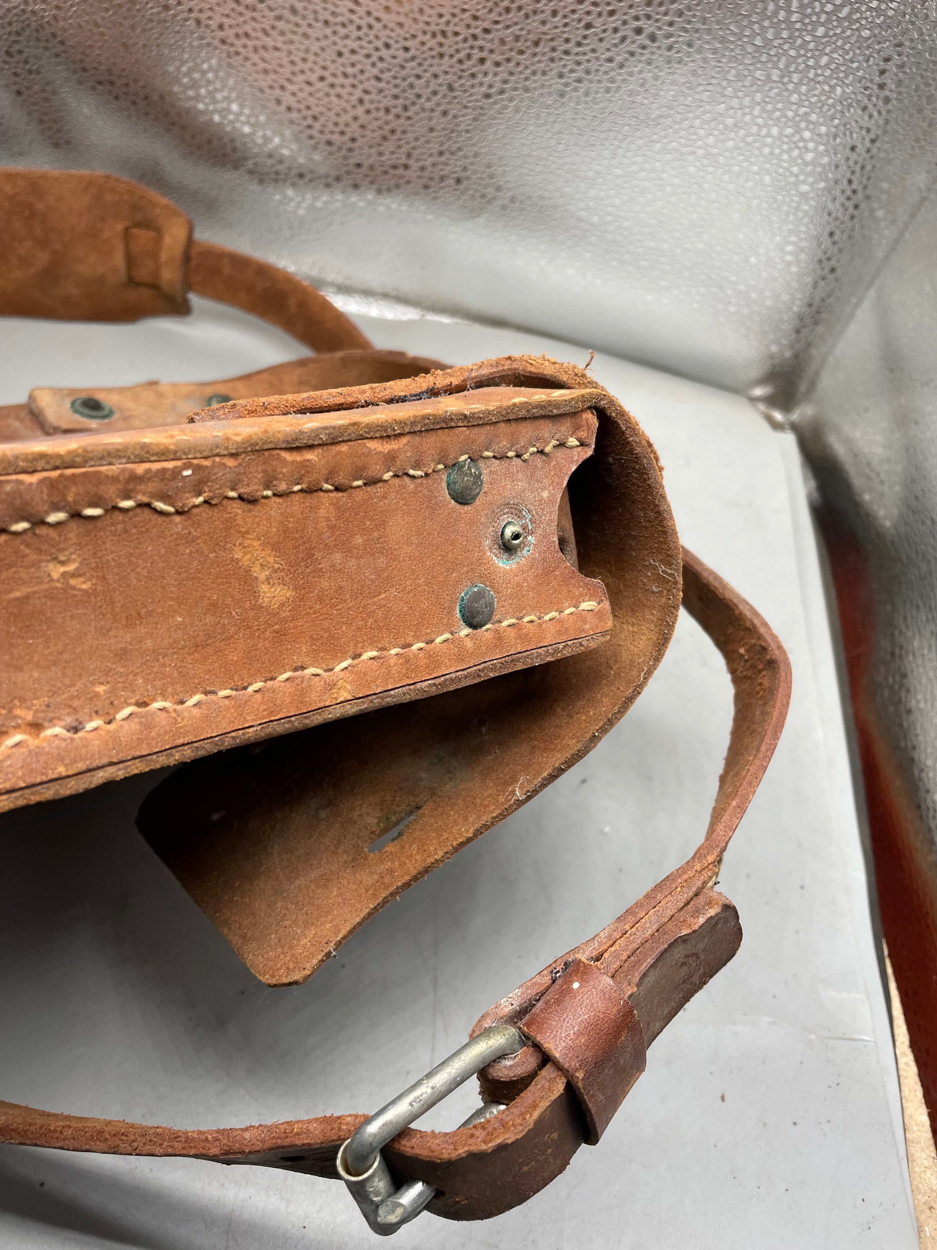 Original WW2 Era Swedish Army Leather Magazine Carrying Bag - The Militaria Shop