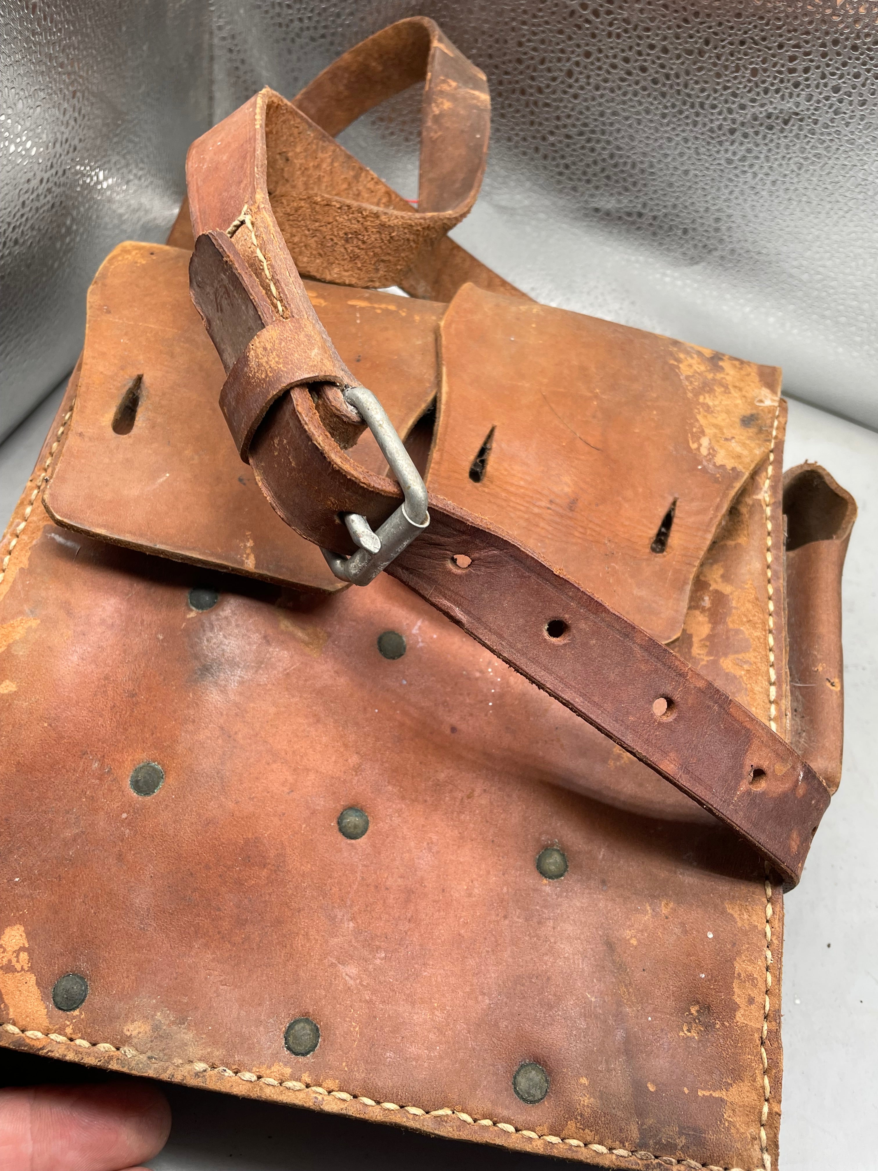 Original WW2 Era Swedish Army Leather Magazine Carrying Bag - The Militaria Shop