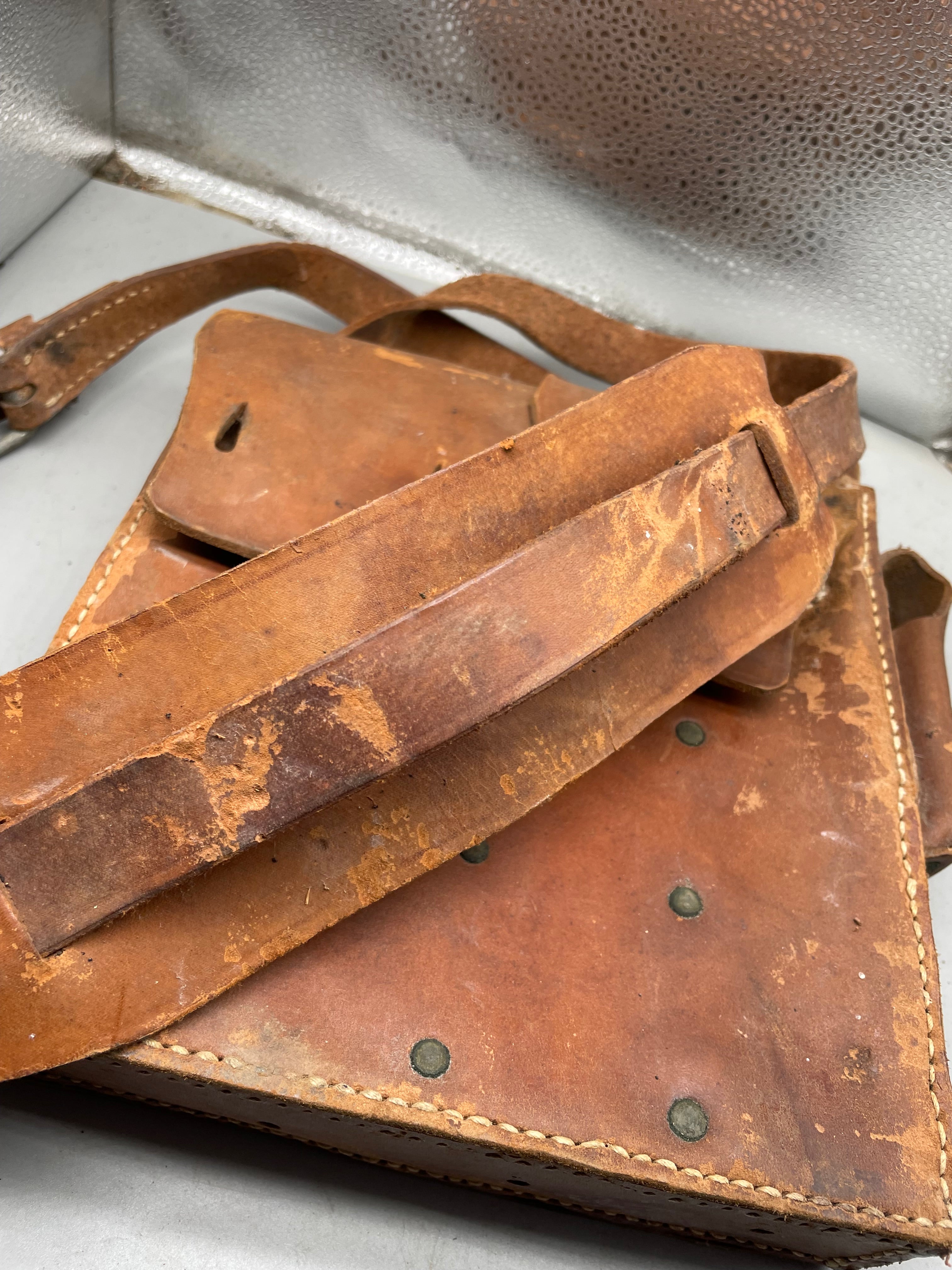 Original WW2 Era Swedish Army Leather Magazine Carrying Bag - The Militaria Shop