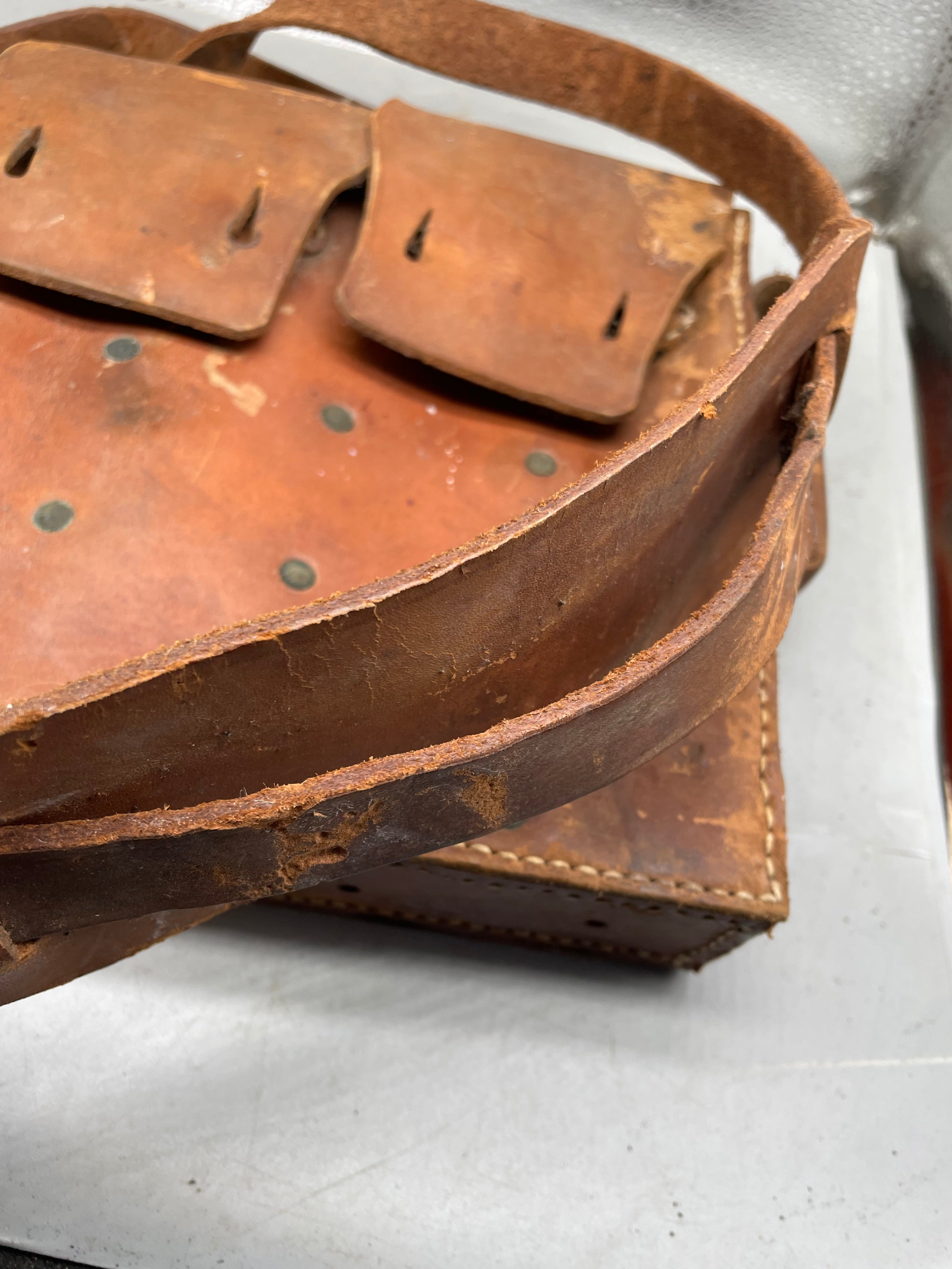 Original WW2 Era Swedish Army Leather Magazine Carrying Bag - The Militaria Shop