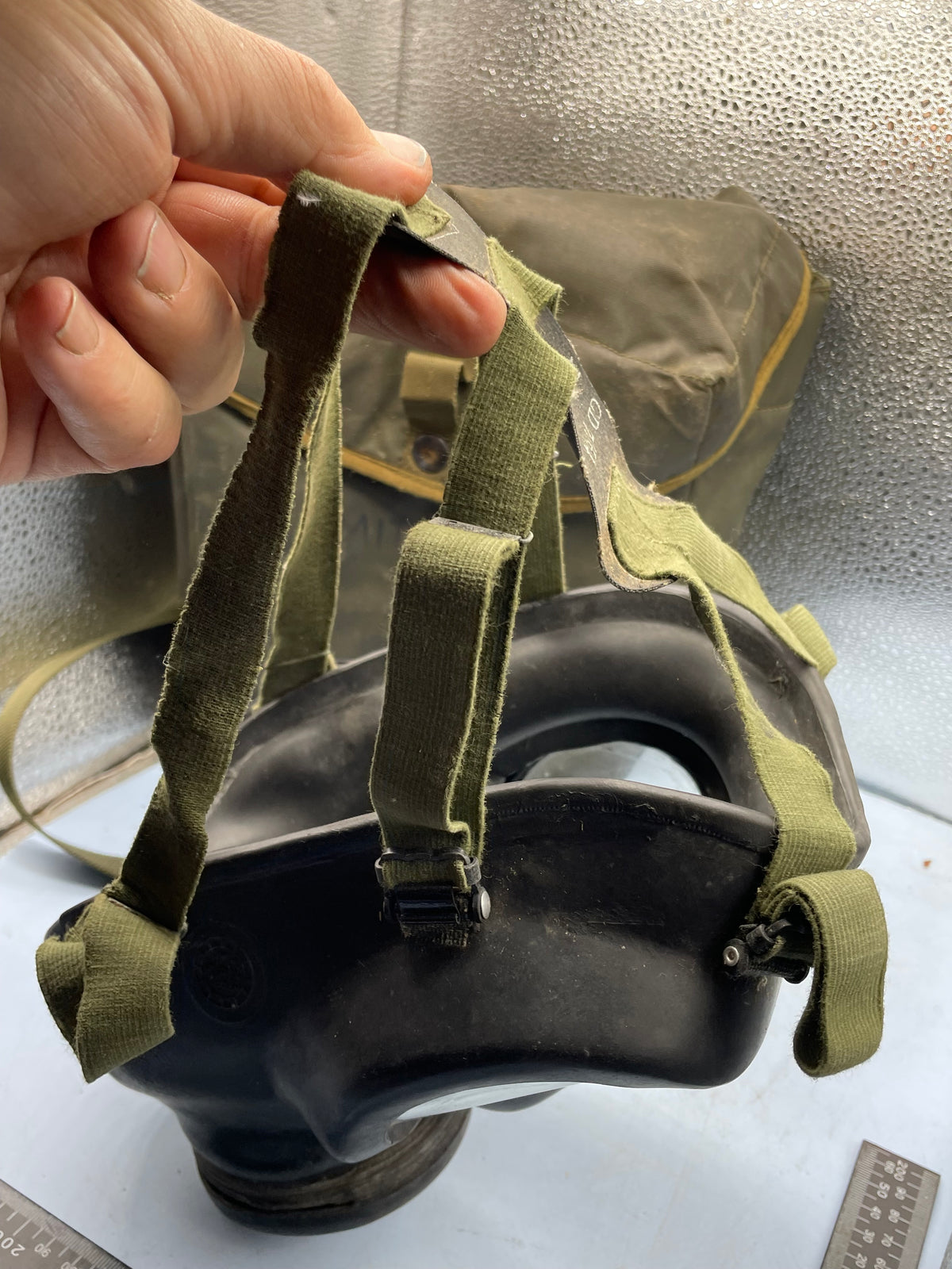 Original British Army Cold War Era Gas Mask with Filter in Bag - The Militaria Shop