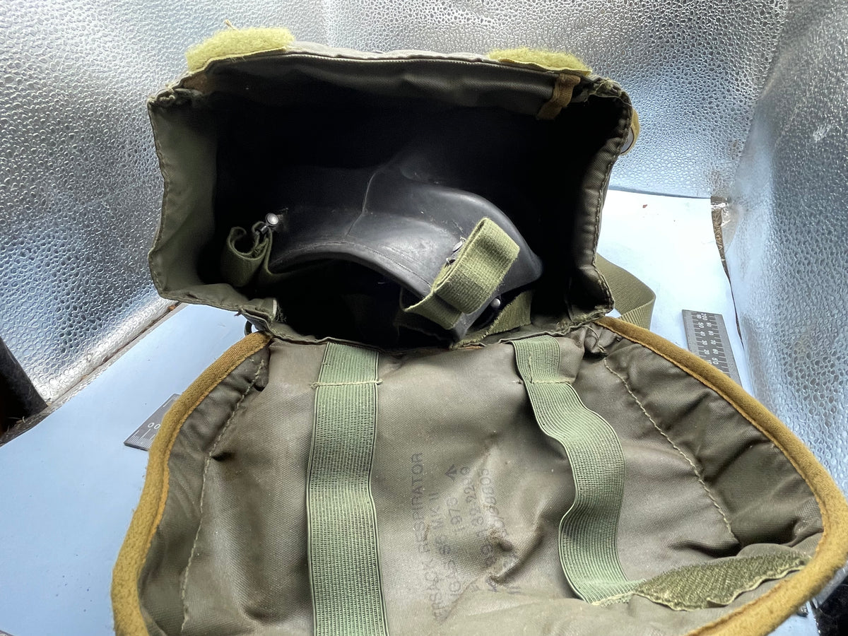 Original British Army Cold War Era Gas Mask with Filter in Bag - The Militaria Shop
