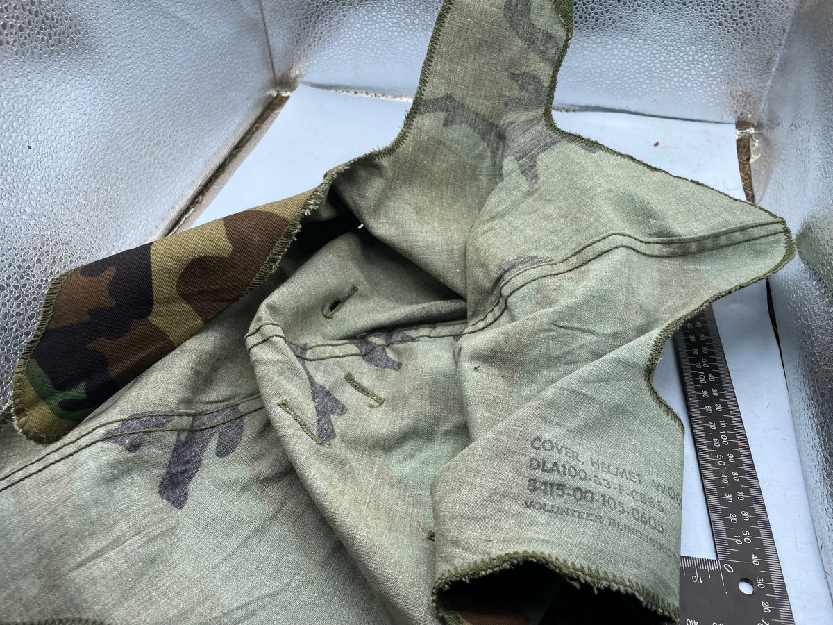 Original US Army Woodland Camouflage Helmet Cover in Good Condition - The Militaria Shop
