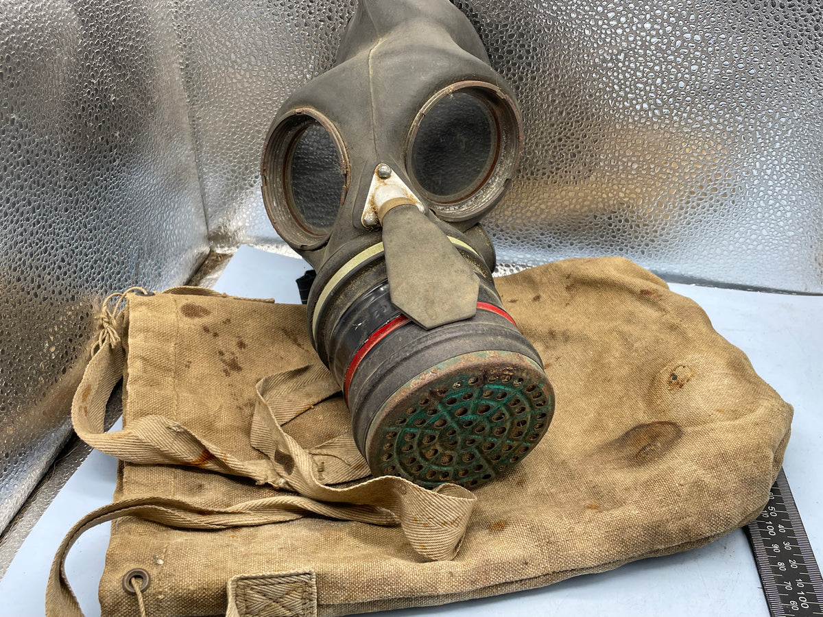 Original WW2 British Home Front Warden's Gas Mask with Filter in Bag - The Militaria Shop