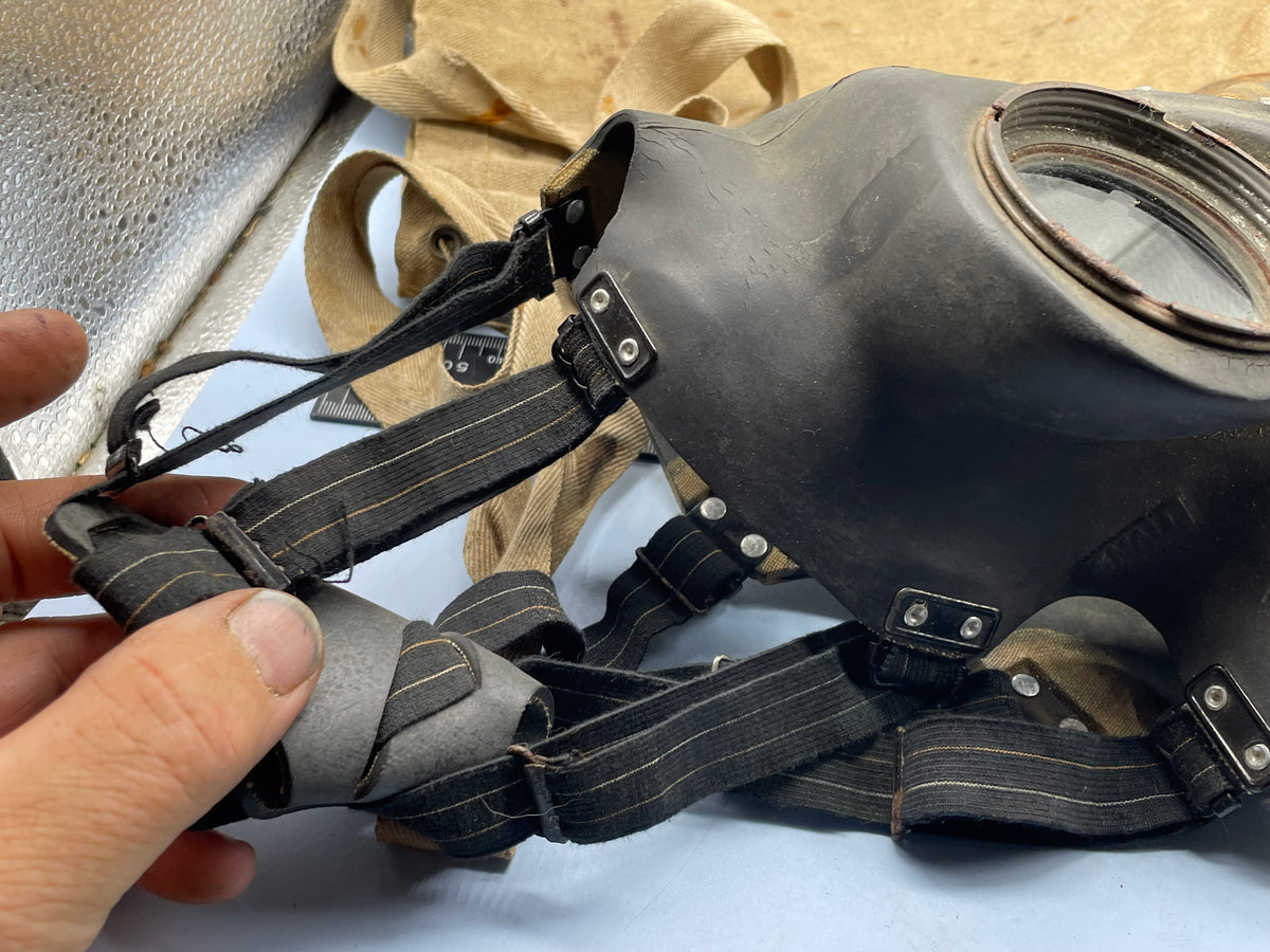 Original WW2 British Home Front Warden's Gas Mask with Filter in Bag - The Militaria Shop