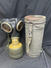 Load image into Gallery viewer, WW2 German Kriegsmarine Issue Gas Mask in Correct Navy Painted Tin

