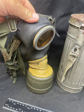 Load image into Gallery viewer, WW2 German Kriegsmarine Issue Gas Mask in Correct Navy Painted Tin
