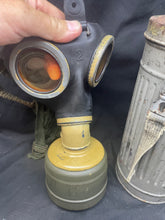 Load image into Gallery viewer, WW2 German Kriegsmarine Issue Gas Mask in Correct Navy Painted Tin

