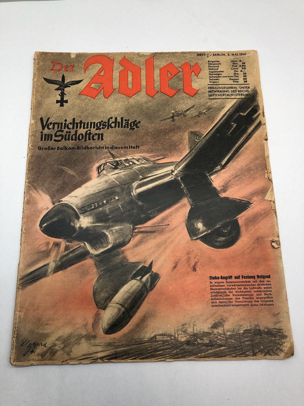 Original WW2 German Luftwaffe Der Adler Propaganda Magazine - 6th May 1941