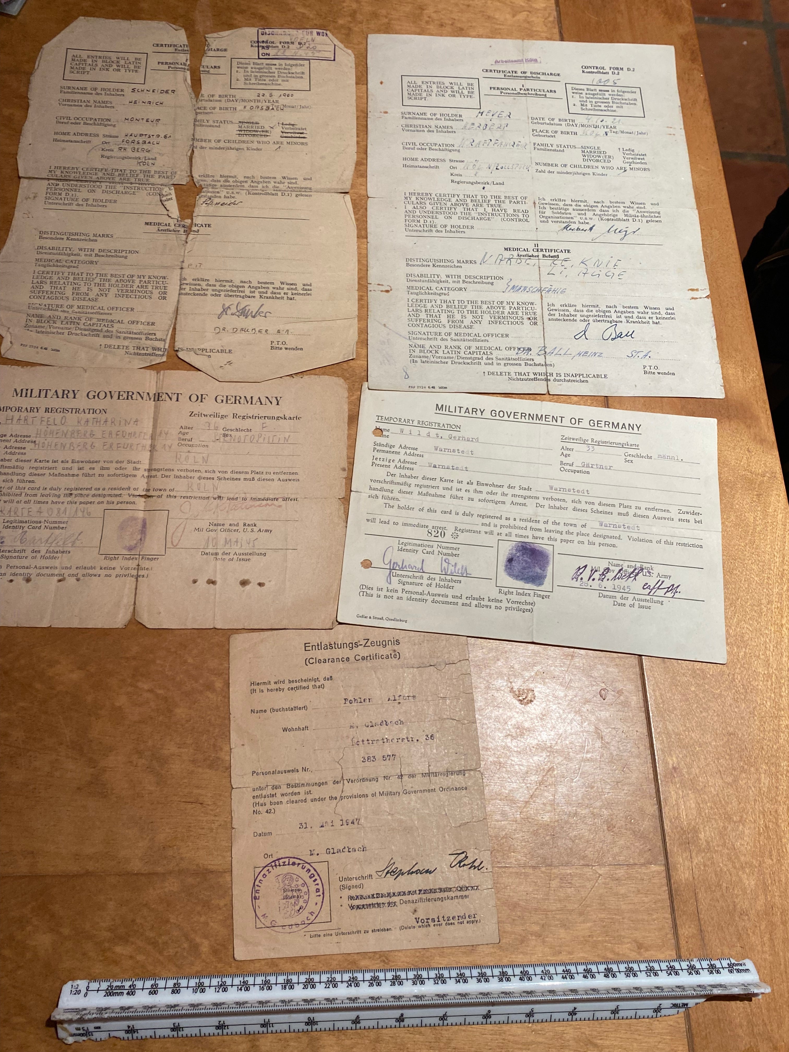 WW2 German / British Occupation of Germany - Military Documents. Interesting Group. - The Militaria Shop