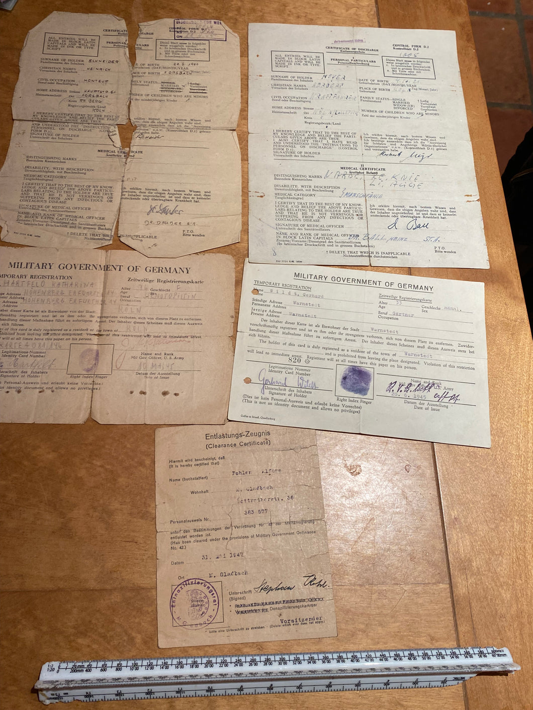 WW2 German / British Occupation of Germany - Military Documents. Interesting Group.