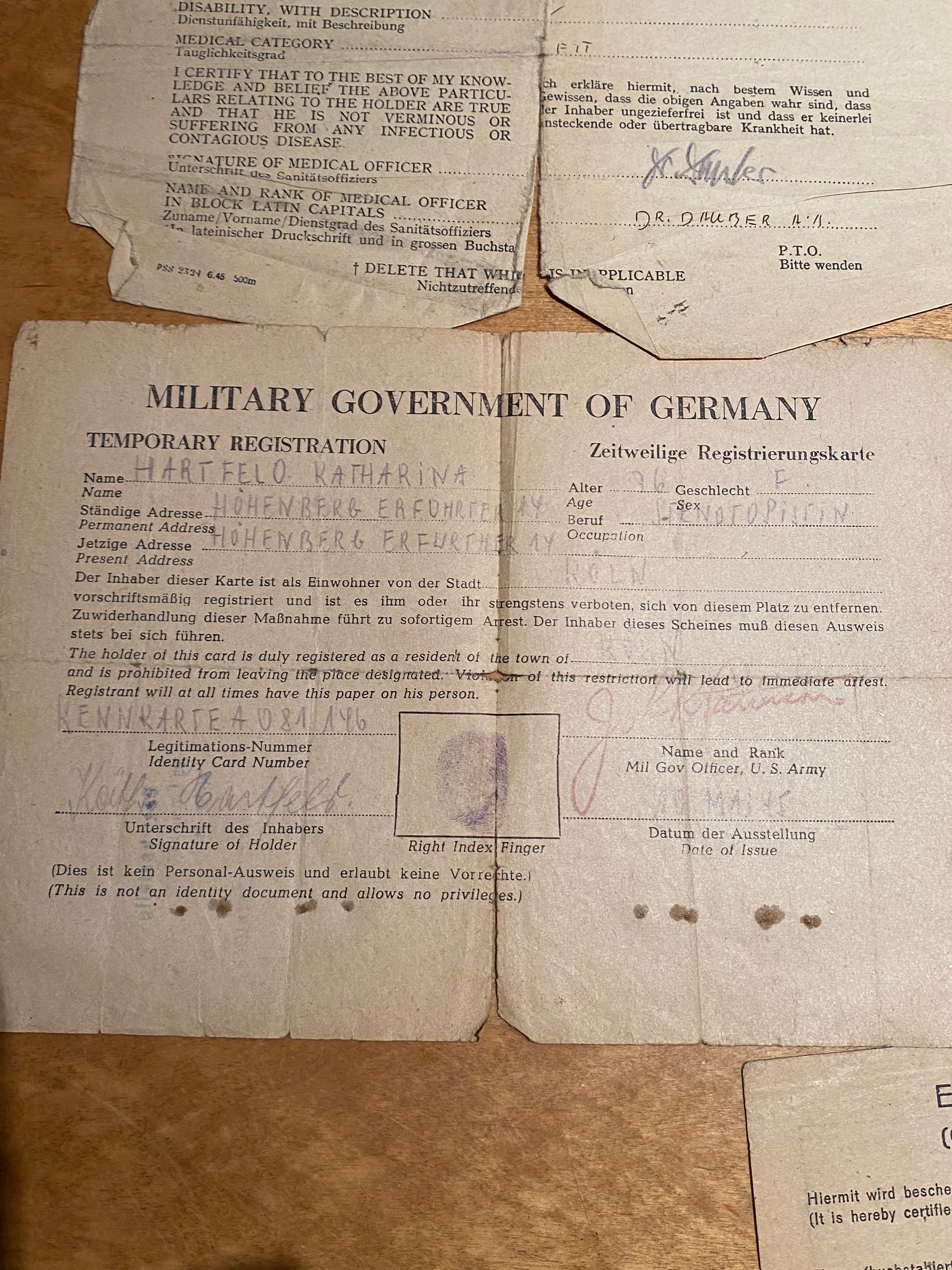 WW2 German / British Occupation of Germany - Military Documents. Interesting Group. - The Militaria Shop