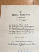 Original WW2 German Railway Award Certificate issued to a Railway Assistant. - The Militaria Shop