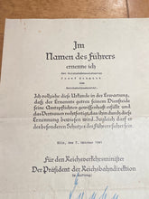 Lade das Bild in den Galerie-Viewer, Original WW2 German Railway Award Certificate issued to a Railway Assistant.
