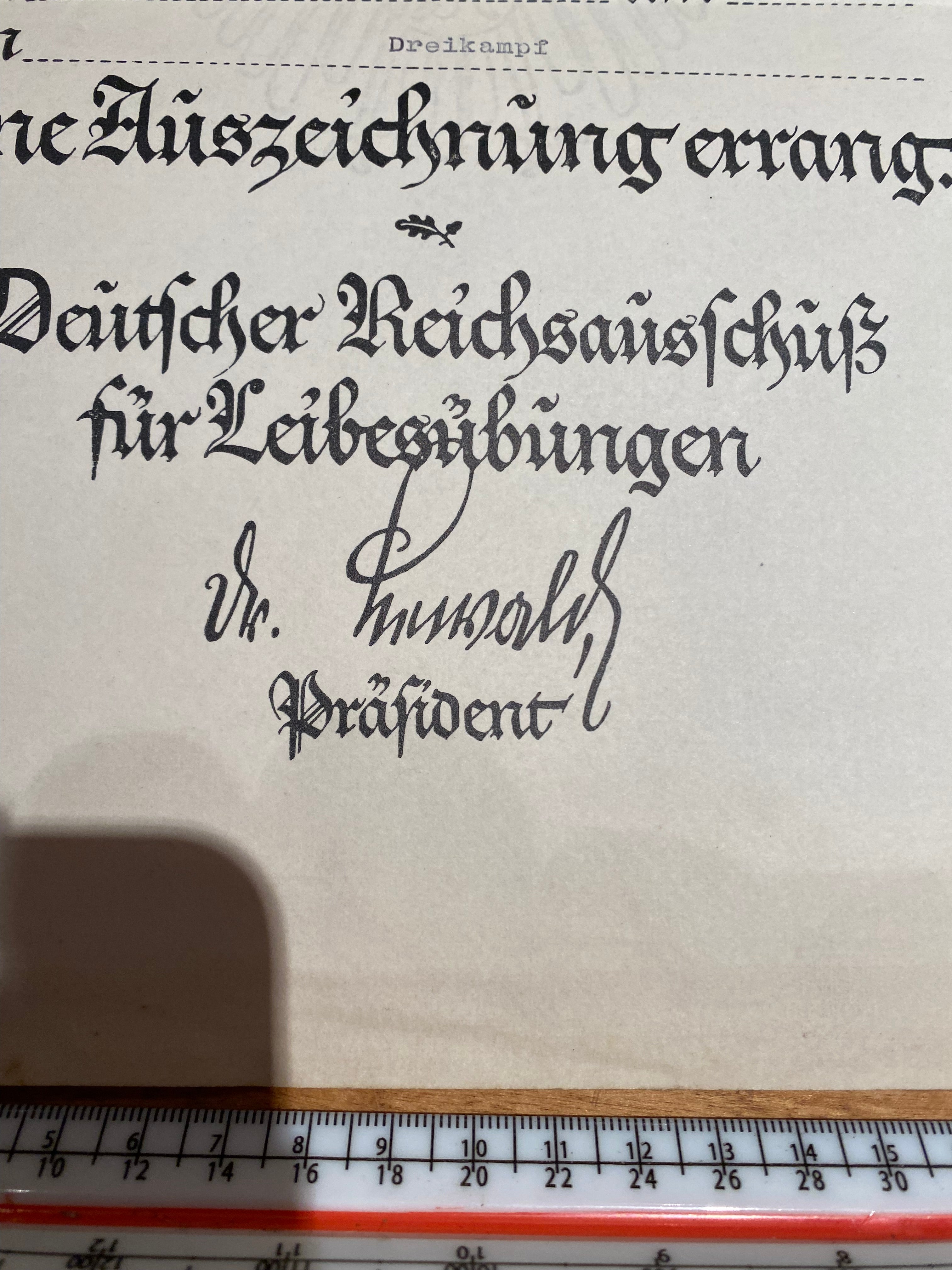 Original Inter Wars German Award Certificate issued for music related achievements. - The Militaria Shop