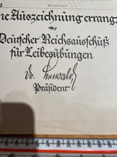 Load image into Gallery viewer, Original Inter Wars German Award Certificate issued for music related achievements.
