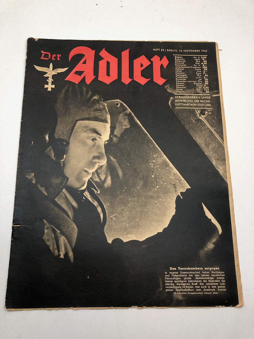 Original WW2 German Luftwaffe Der Adler Propaganda Magazine - 16th November 1943