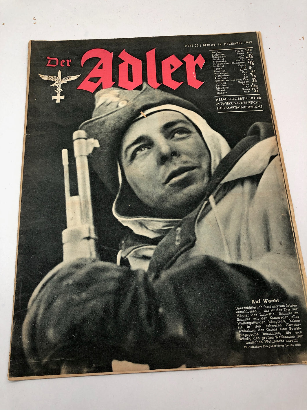 Original WW2 German Luftwaffe Der Adler Propaganda Magazine - 14th December 1943