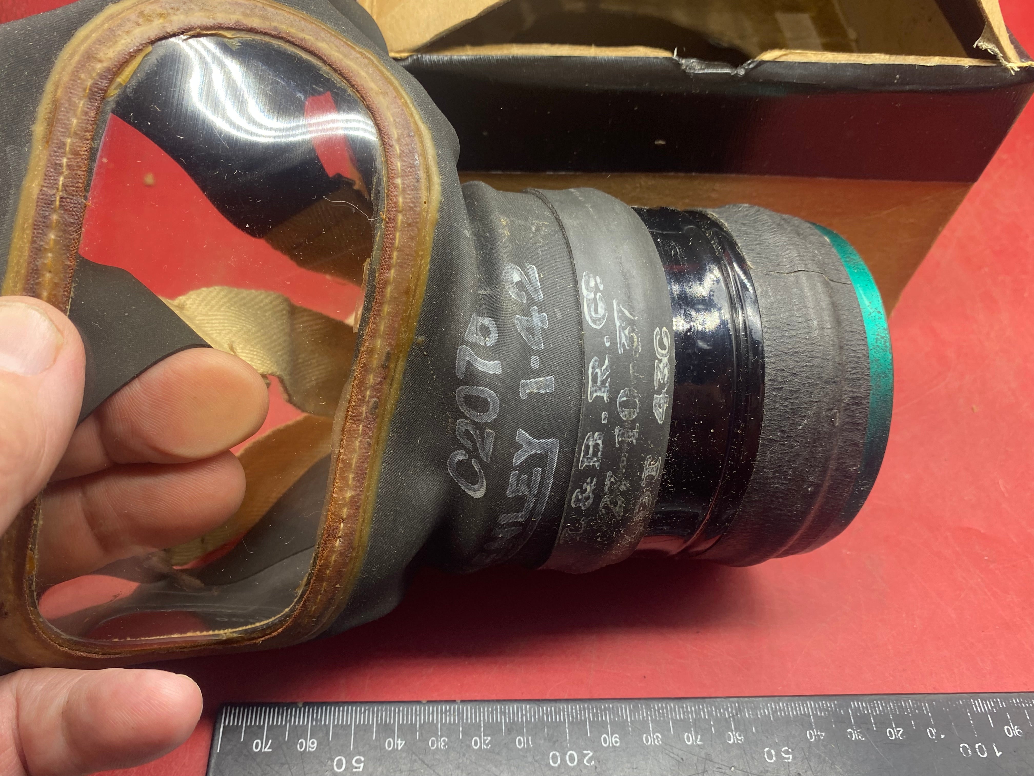 Original WW2 British Home Front Named Civilian Gas Mask in Box of Issue - The Militaria Shop