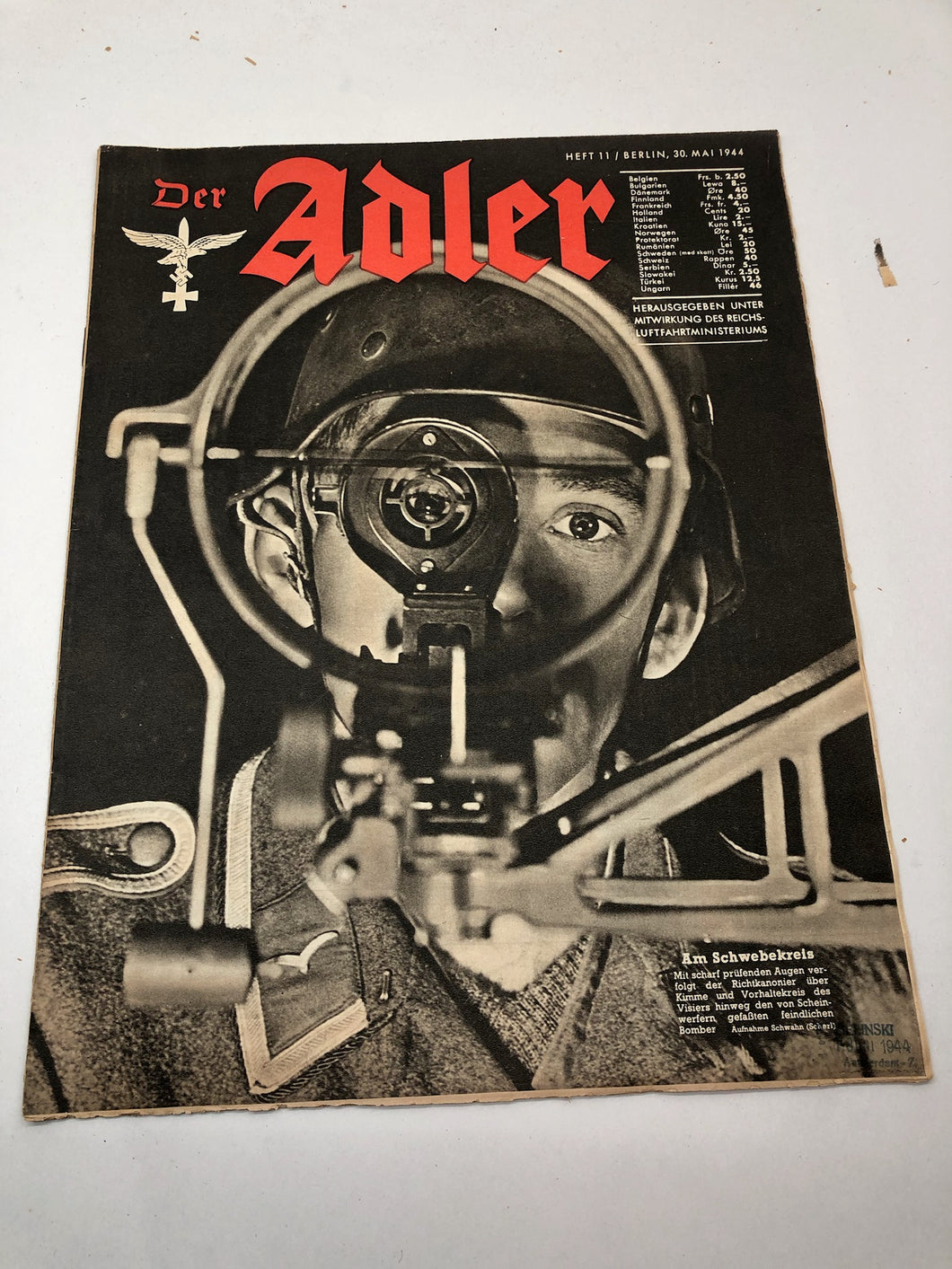 Original WW2 German Luftwaffe Der Adler Propaganda Magazine - 30th May 1944