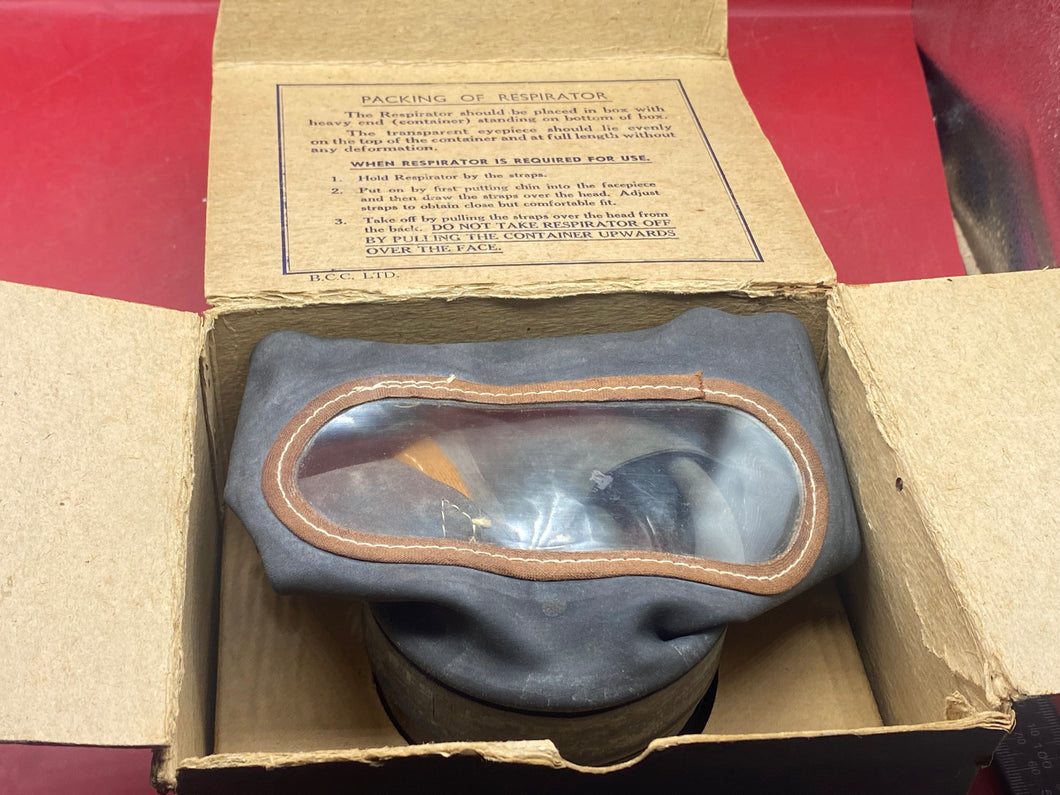 Original WW2 British Home Front Named Civilian Gas Mask in Box of Issue